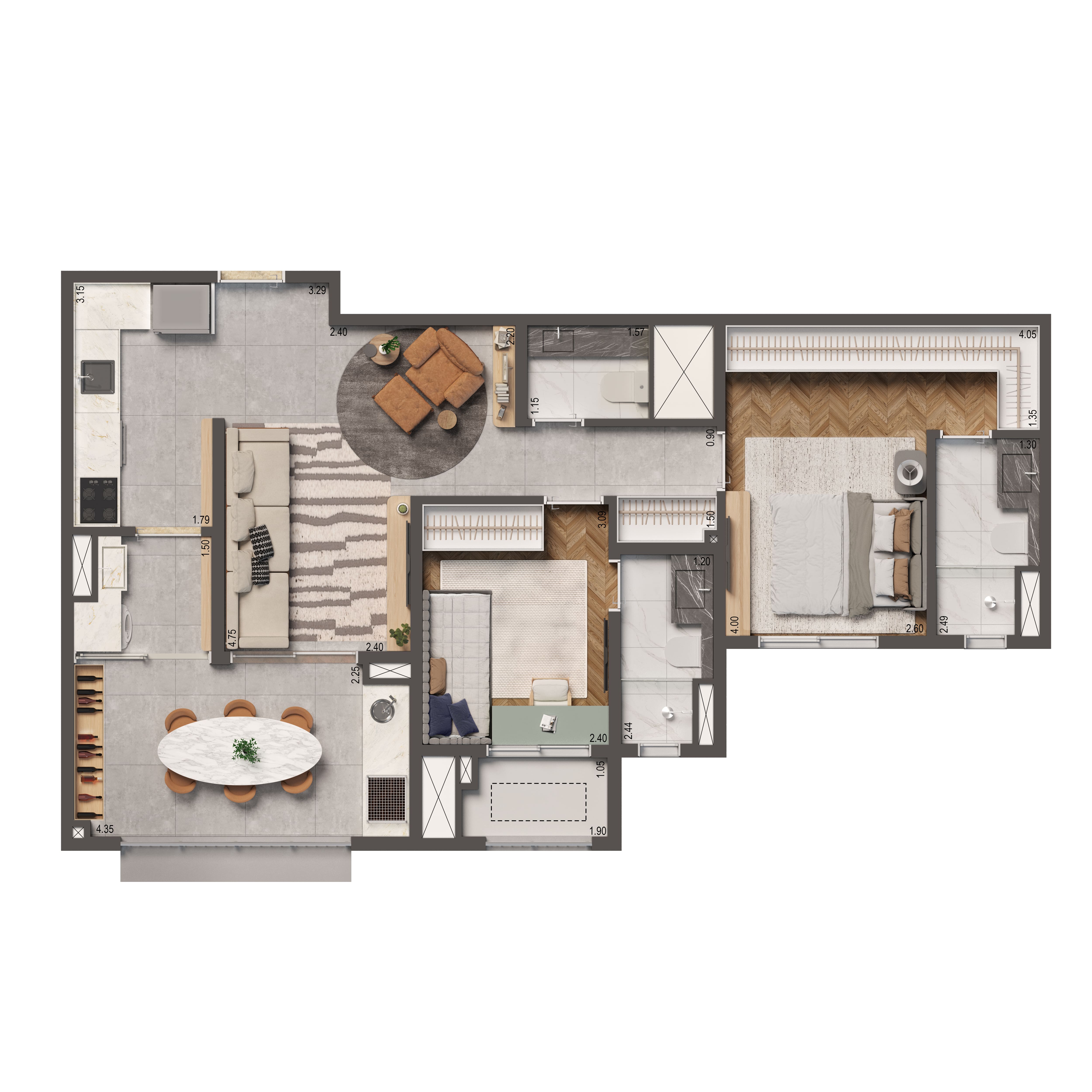 Padrão 74m²