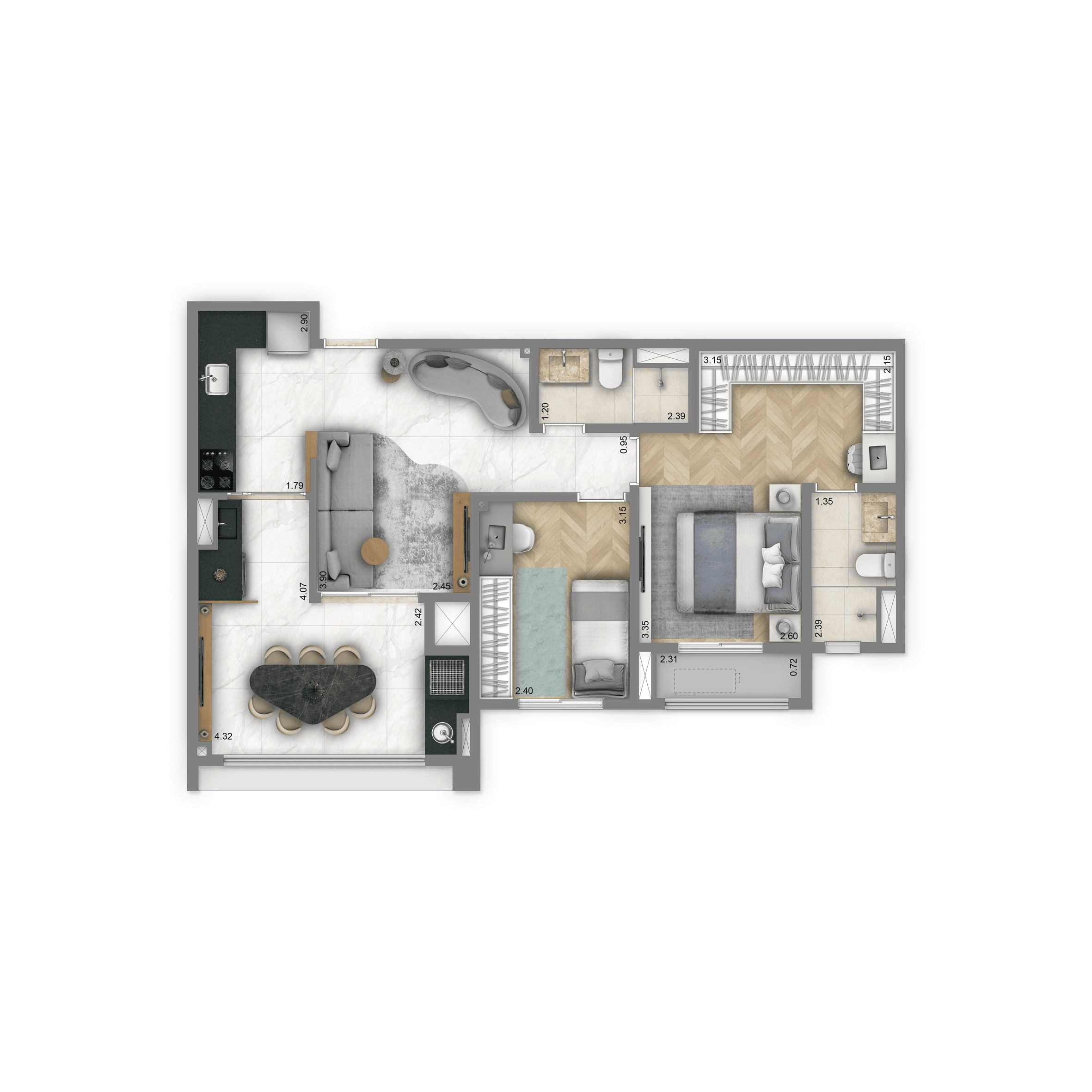Planta 69m²