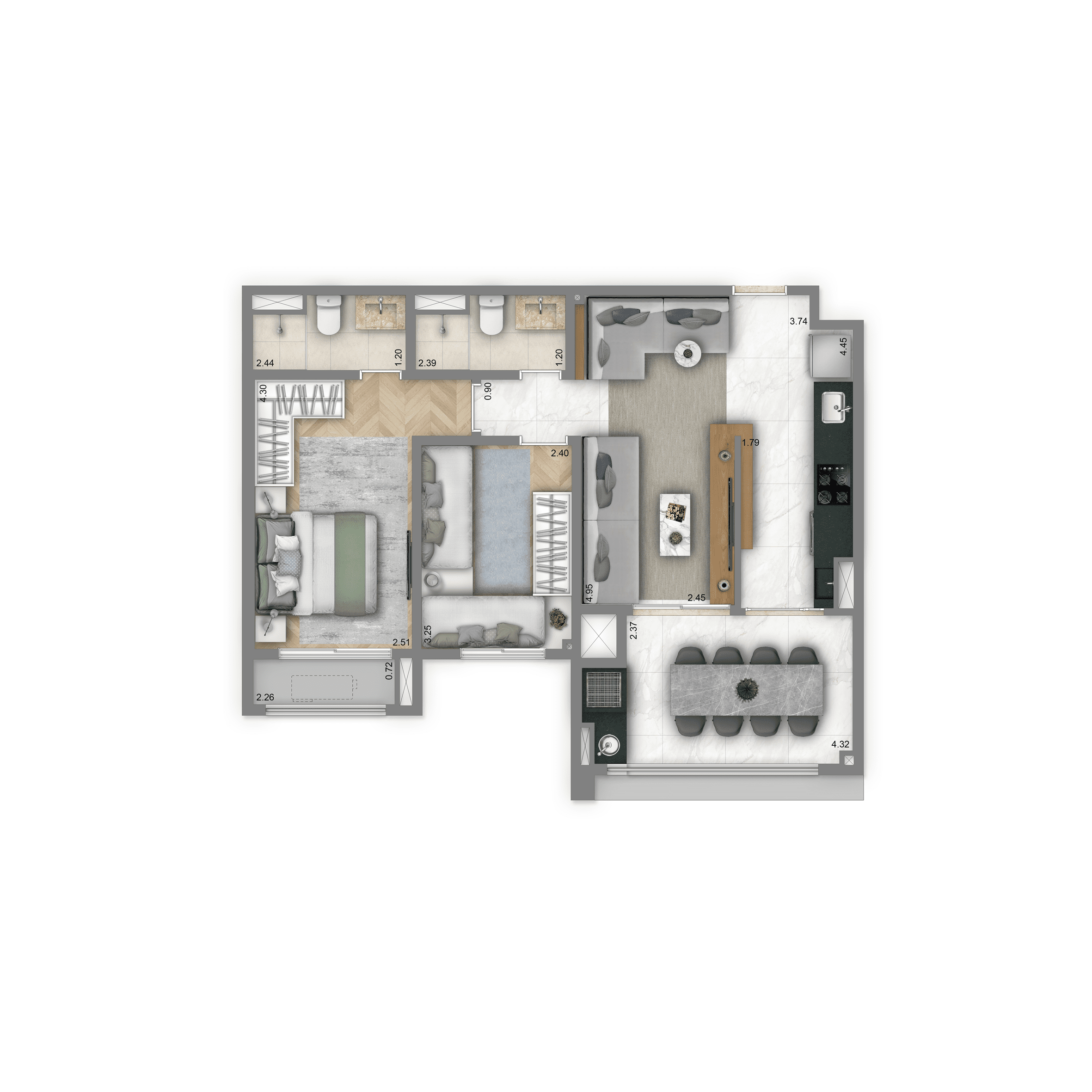 Planta 67m²